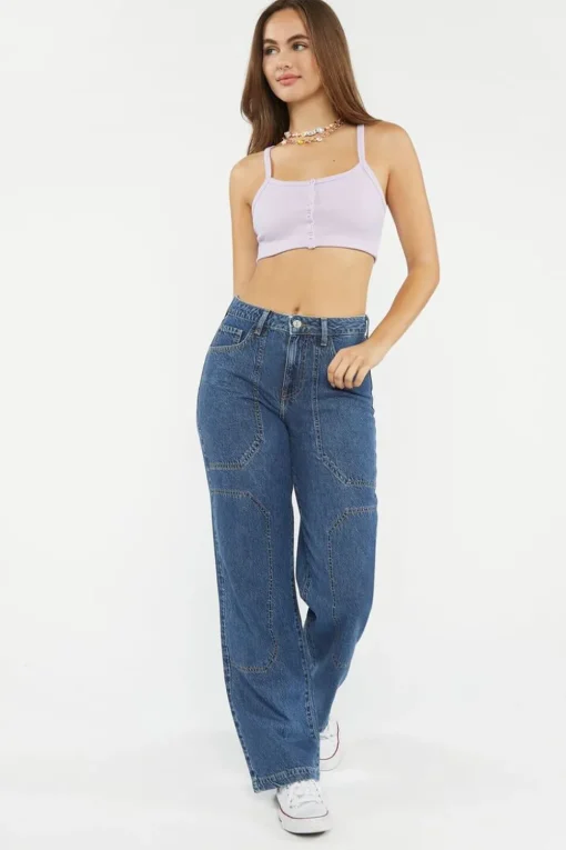 Ribbed Buttoned Cropped Tank Top