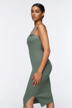 Ribbed Crisscross Midi Dress