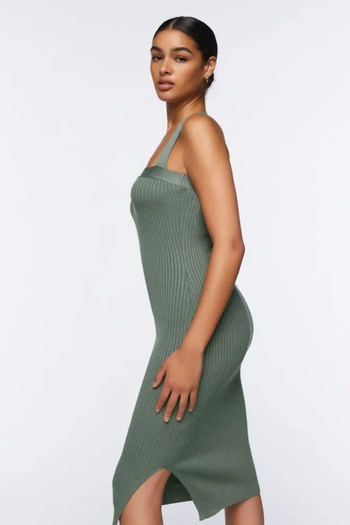 Ribbed Crisscross Midi Dress
