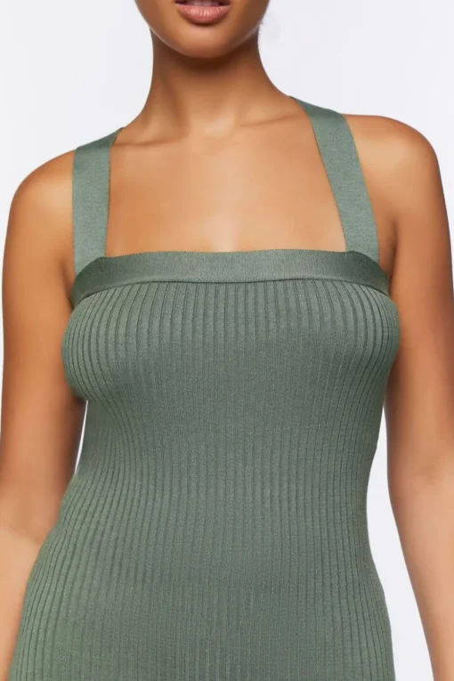 Ribbed Crisscross Midi Dress