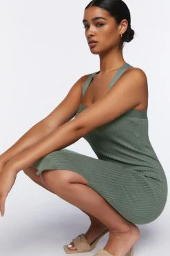 Ribbed Crisscross Midi Dress