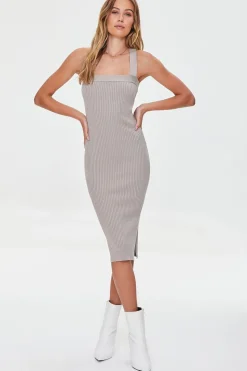 Ribbed Crisscross Sweater Dress