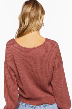 Ribbed Crossover Sweater