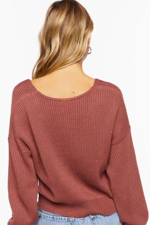 Ribbed Crossover Sweater