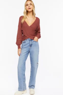 Ribbed Crossover Sweater
