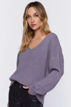 Ribbed Drop-Sleeve Sweater