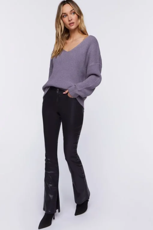 Ribbed Drop-Sleeve Sweater
