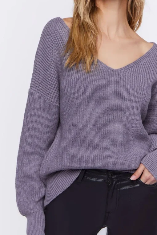 Ribbed Drop-Sleeve Sweater