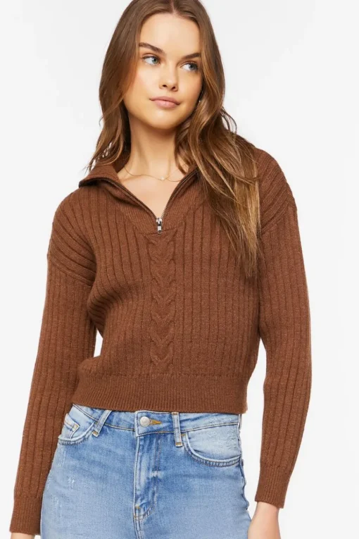 Ribbed Half-Zip Sweater