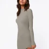 Ribbed Knee-Length Sweater Dress