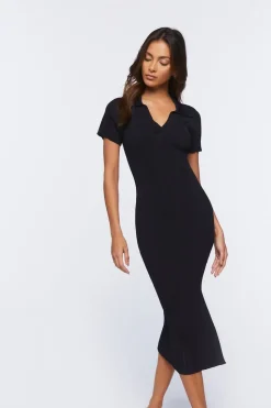 Ribbed Knit Bodycon Midi Dress