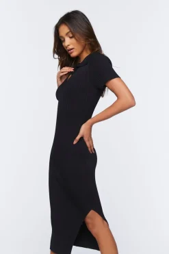 Ribbed Knit Bodycon Midi Dress