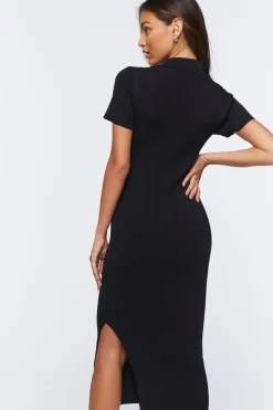 Ribbed Knit Bodycon Midi Dress