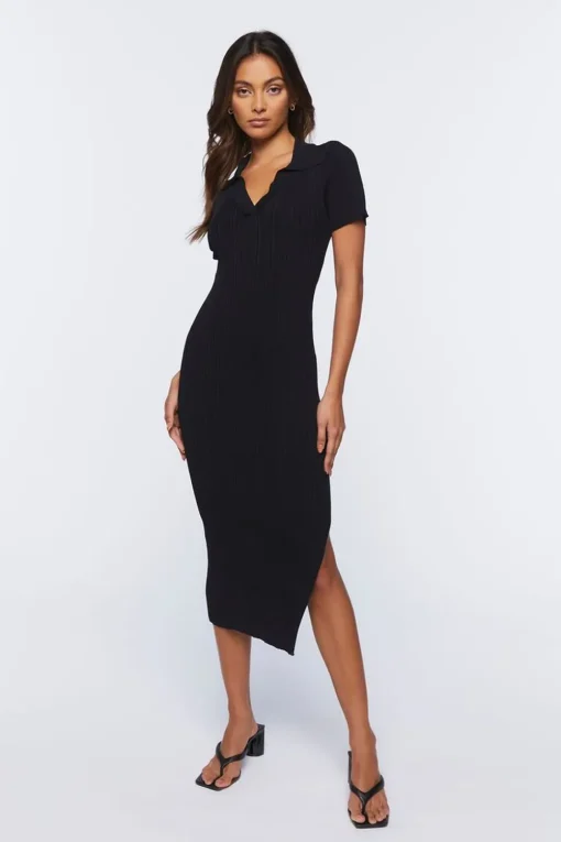 Ribbed Knit Bodycon Midi Dress