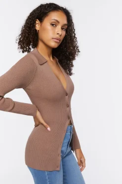 Ribbed Knit Cardigan Sweater