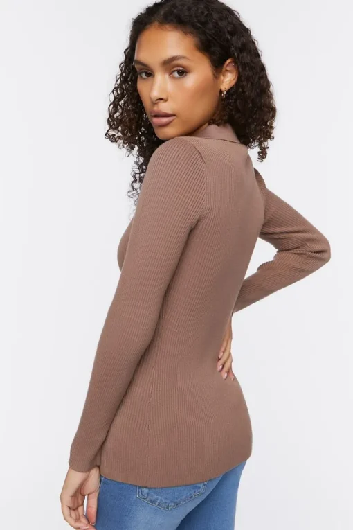 Ribbed Knit Cardigan Sweater