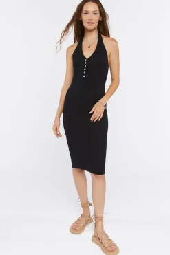 Ribbed Knit Midi Dress