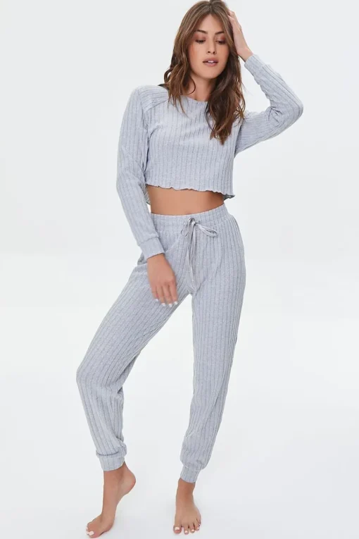 Ribbed Knit Pajama Top