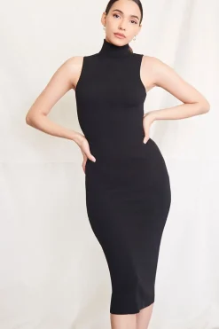 Ribbed Knit Turtleneck Dress