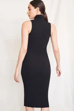 Ribbed Knit Turtleneck Dress