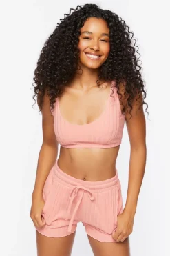 Ribbed Lettuce-Edge Lounge Shorts