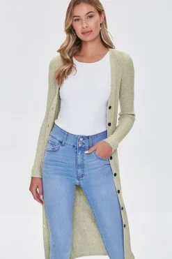 Ribbed Longline Cardigan Sweater