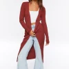 Ribbed Longline Cardigan Sweater