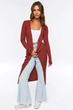 Ribbed Longline Cardigan Sweater