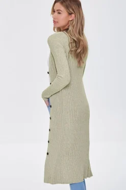 Ribbed Longline Cardigan Sweater