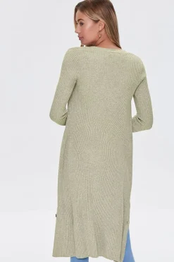 Ribbed Longline Cardigan Sweater