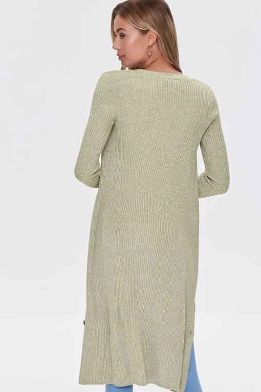 Ribbed Longline Cardigan Sweater