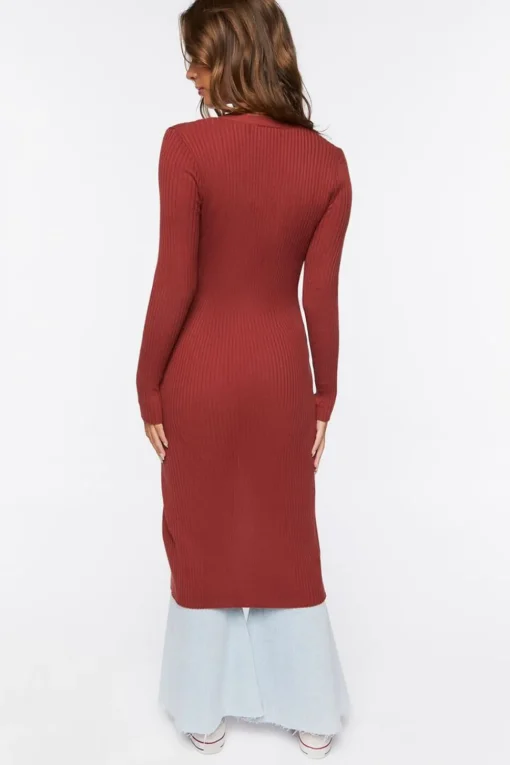 Ribbed Longline Cardigan Sweater