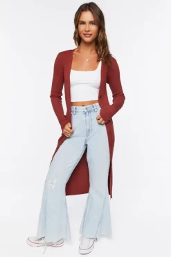 Ribbed Longline Cardigan Sweater