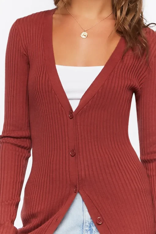 Ribbed Longline Cardigan Sweater