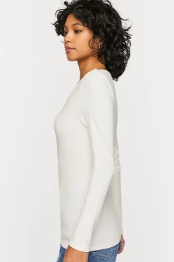 Ribbed Long-Sleeve Henley Tee