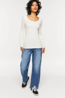 Ribbed Long-Sleeve Henley Tee
