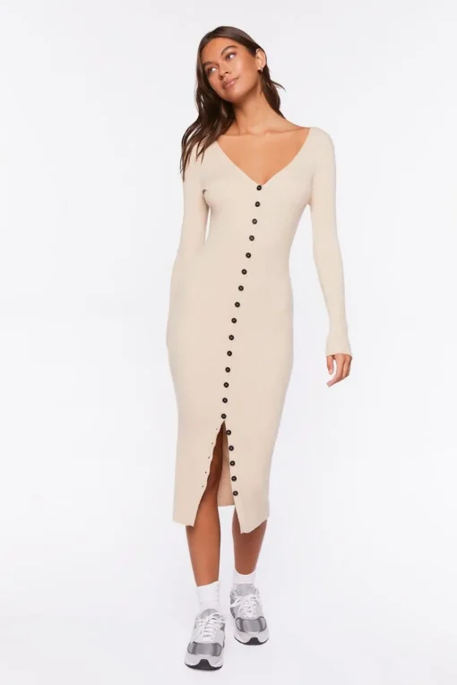 Ribbed Midi Sweater Dress