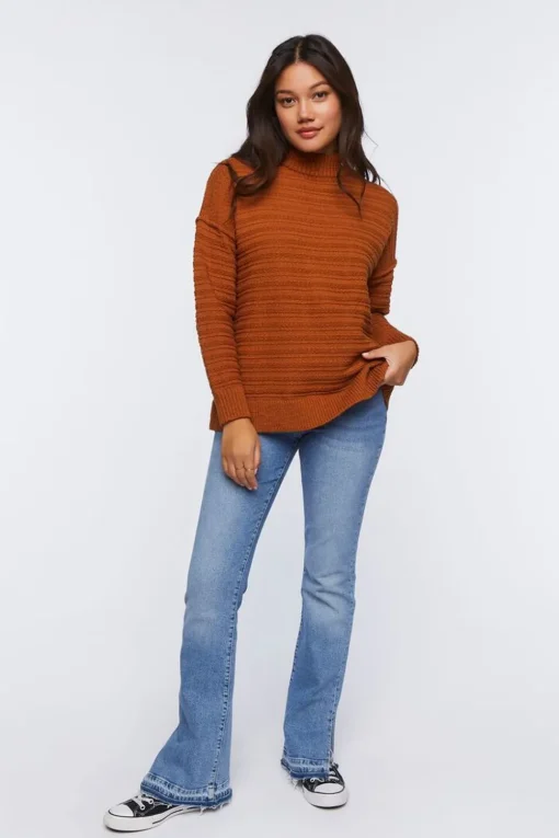 Ribbed Mock Neck Sweater Top