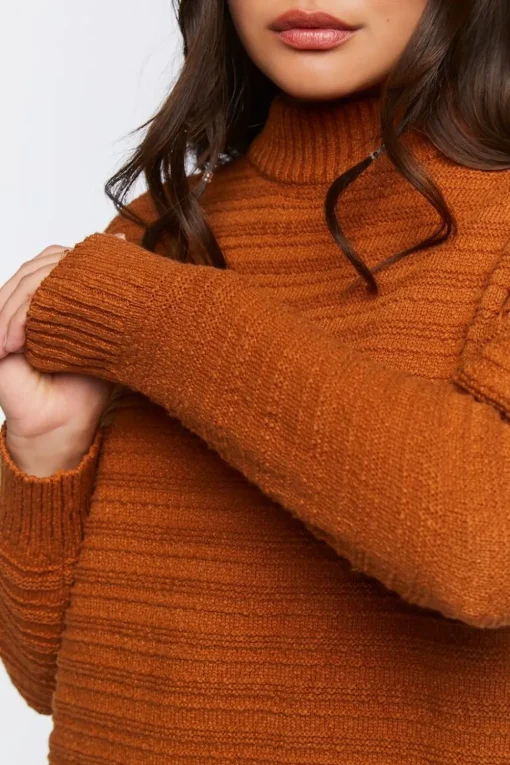 Ribbed Mock Neck Sweater Top
