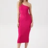 Ribbed One-Shoulder Midi Dress
