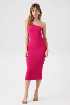 Ribbed One-Shoulder Midi Dress