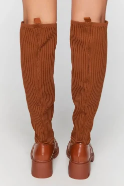 Ribbed Over-The-Knee Lug Boots