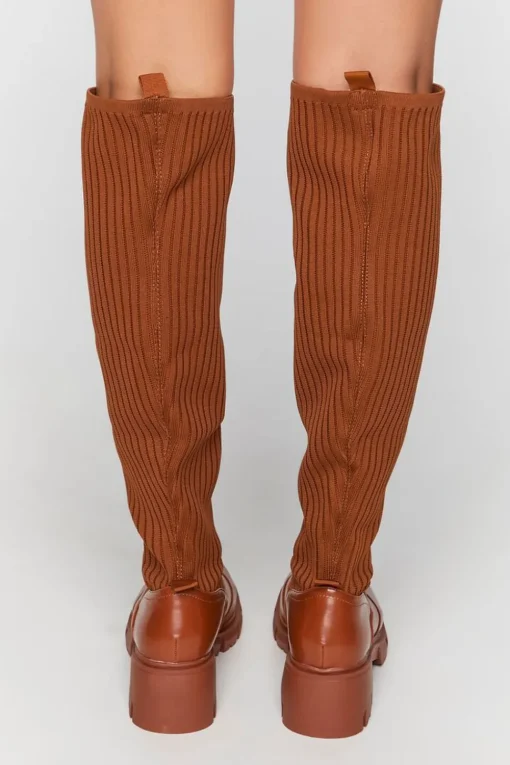 Ribbed Over-The-Knee Lug Boots