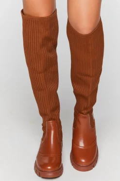 Ribbed Over-The-Knee Lug Boots