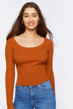 Ribbed Scoop-Neck Sweater
