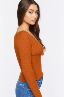 Ribbed Scoop-Neck Sweater