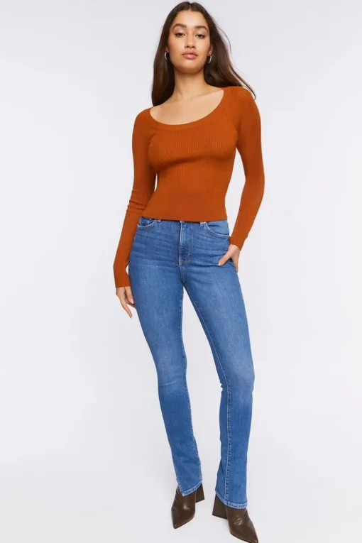 Ribbed Scoop-Neck Sweater