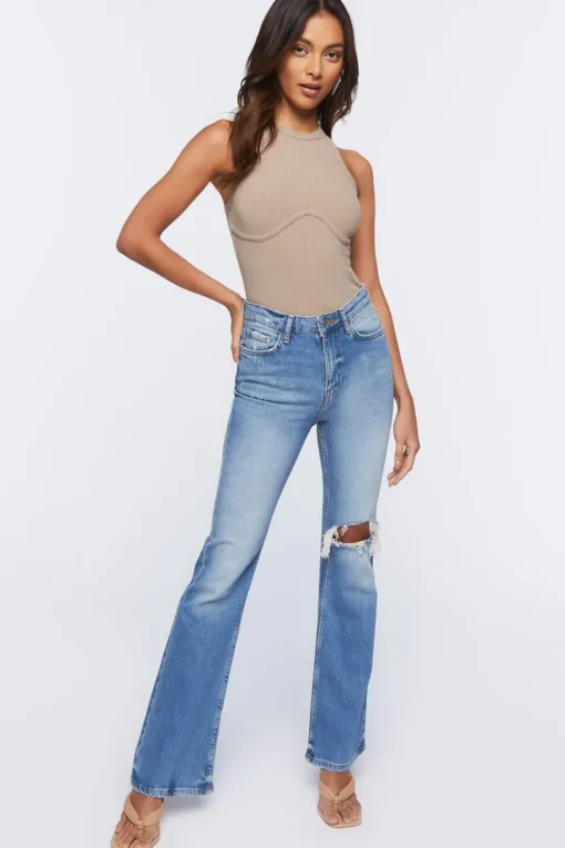 Ribbed Sleeveless Bodysuit
