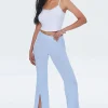Ribbed Split-Hem Pants