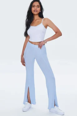Ribbed Split-Hem Pants